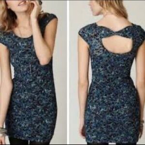 Free People Floral Lace Blue Gray Bodycon Dress Size Small